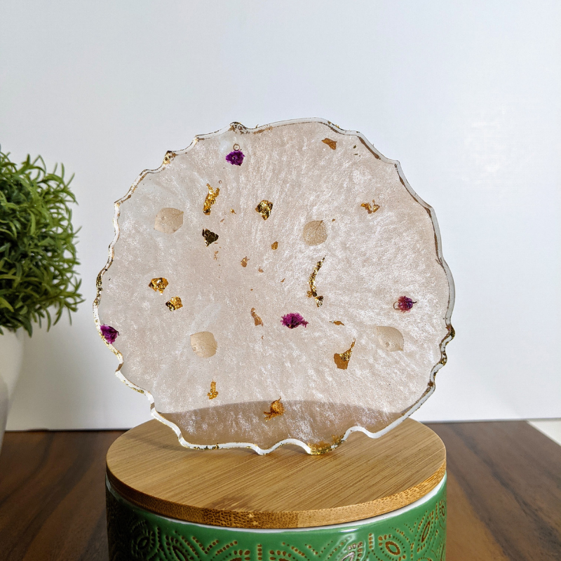 Sheer Floral & Gold Geode Trinket Tray